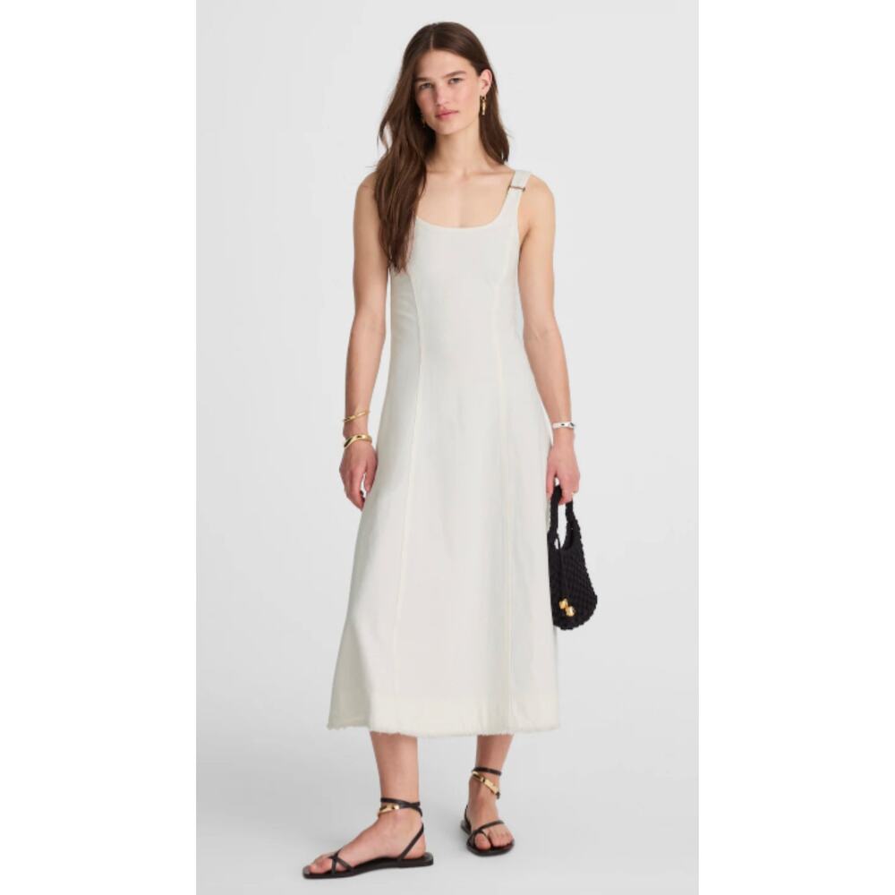 Madewell | NWT Denim Scoopneck Midi Dress White Pure Wash‎ | Sz S